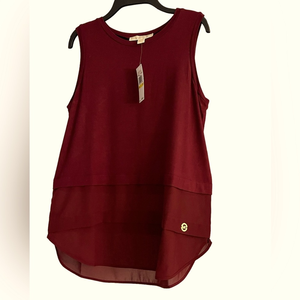 Micheal Kors sleeveless layered top with chiffon border